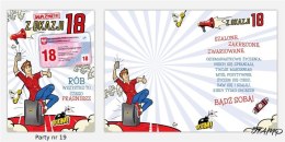 Karnet Party naklejany B6+koperta Urodziny 18 wz19
