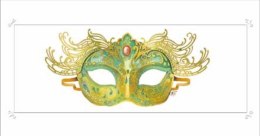 Karnet 12x23cm + koperta Maska zielony