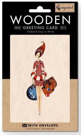 Karnet drewniany C6 + koperta Plaża