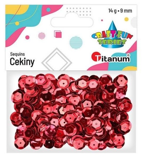 Cekiny 9mm okrągłe metaliczne czerwone