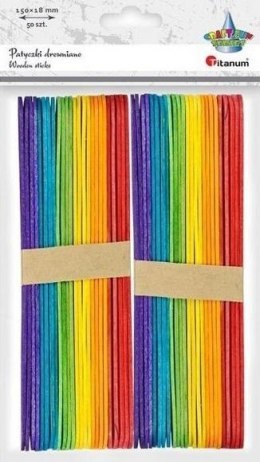 Drewniane patyczki proste 18x150mm mix kolor 50szt