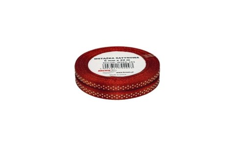 Wstążka satynowa w kropki czerwona 6mmx22m (2szt)