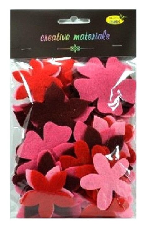 Kwiatki z filcu czerwienie i róże 60szt