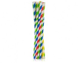 Rurki słomki pap. łamane paski MIX 6x200mm 100szt