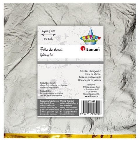 Folia do złoceń srebrna arkusz 14x14cm 10szt