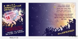 Karnet Party naklejany B6+koperta Urodziny 18 wz15