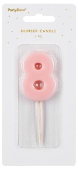 Świeczka urodzinowa cyfra 8 jasno różowa 5,5cm