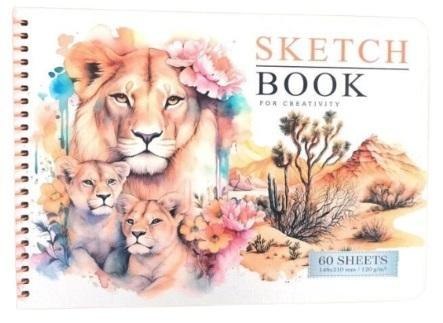Szkicownik A5/60K gładki Lwy FRESH