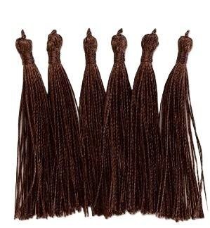 Frędzelki chwosty ozdobne brązowe 8cm 6szt