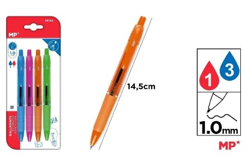 Długopis czarny 1.0mm 4 kolory korpusów