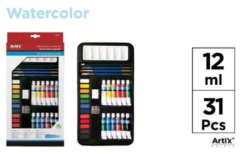 Farba akwarelowa z przyborami 31 elementów