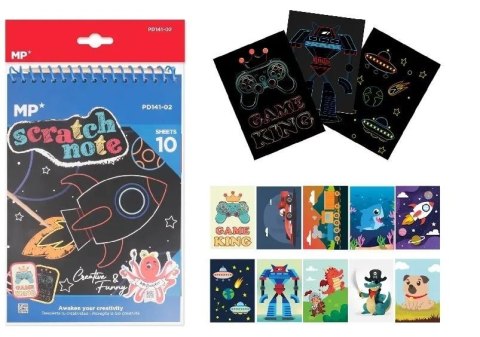 Zdrapywanka kosmos 10 arkuszy MIX