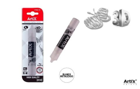 Farba strukturalna 3D biały metalizowany 30ml