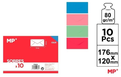 Koperta 120x176mm jednokolorowa mix 10szt
