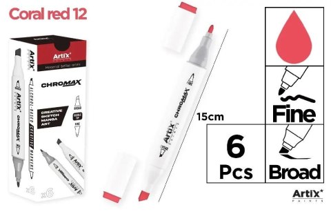 Marker Chromax z 2 końcówk. coral red 12 (6szt)