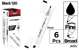 Marker Chromax z 2 końcówk. czarny (6szt)