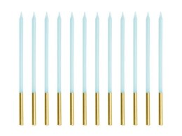 Świeczki urodzinowe gładkie błękitne 14cm 12szt