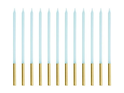 Świeczki urodzinowe gładkie błękitne 14cm 12szt