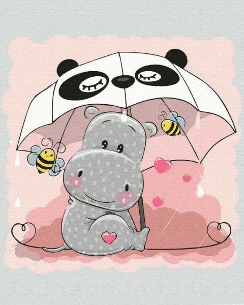 Malowanie po numerach - Śliczny hipopotam 40x50cm