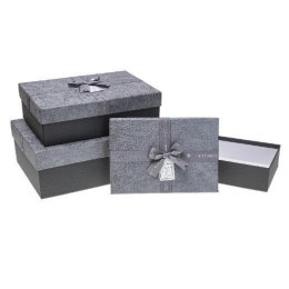 Pudełko prezentowe z kokardą 3szt szary ROZETTE