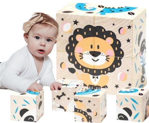 Zestaw drewnianych klocków zwierzęta