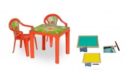 Stolik i dwa krzesła + tablica czerwony
