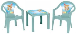 Stolik i dwa krzesła pastel turkus