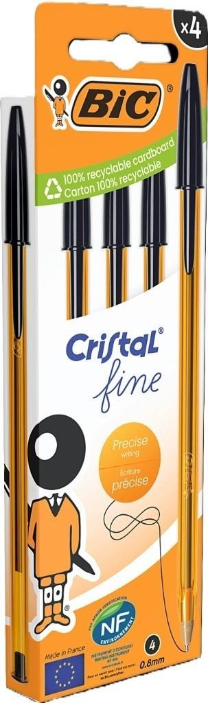 Długopis Cristal Original Fine czarny 4szt BIC