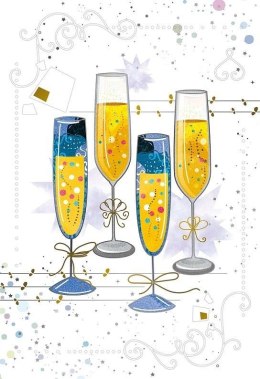 Karnet 12x18cm + koperta Kieliszki szampana