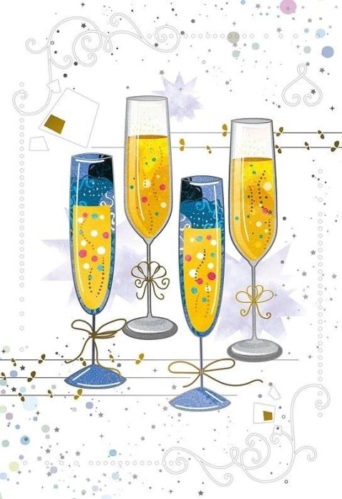 Karnet 12x18cm + koperta Kieliszki szampana