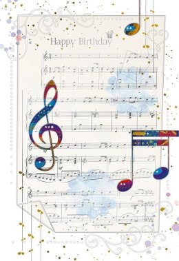 Karnet 12x18cm + koperta Urodziny Nuty