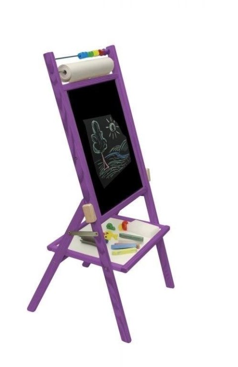 Tablica obrotowa kredowa z rolką papieru fioletowa