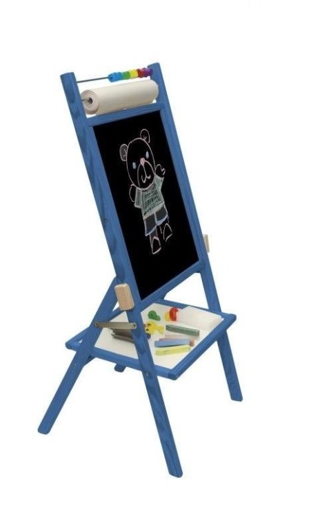 Tablica obrotowa kredowa z rolką papieru niebieska