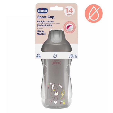 Kubek niekapek termicz ze słomką 266ml szary 14m+