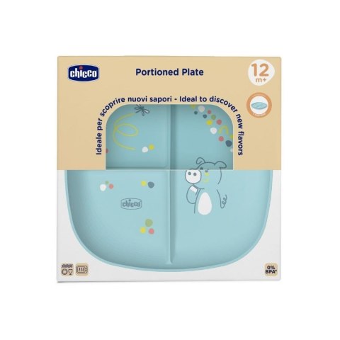 Talerz 3-dzielny niebieski 12m+