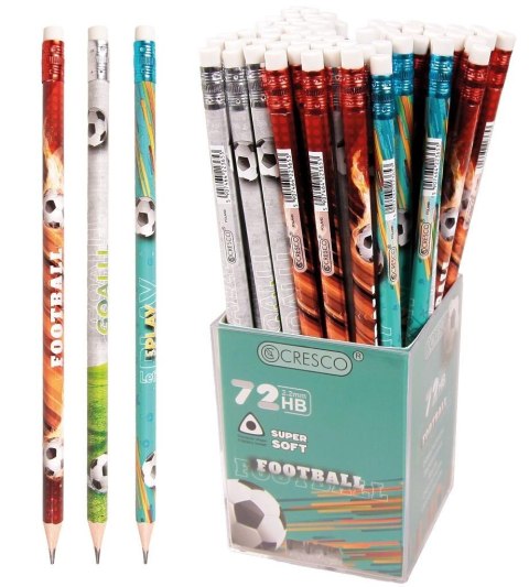 Ołówek trójkątny HB z gumką football (72szt)