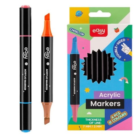 Dwustronny marker 12 kolorów 6szt