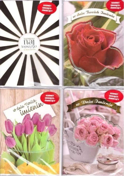 Karnet A5 grająco-świecący Imieninowy MIX