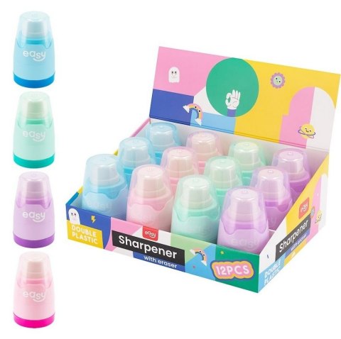 Temperówka podwójna z gumką (12szt) EASY