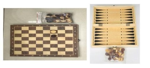 Warcaby i tryktrak 2w1 drewniane 29x29cm