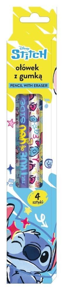 Ołówek z gumką 4szt Stitch