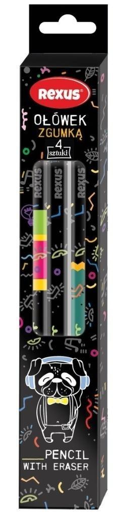 Ołówek z gumką 4szt