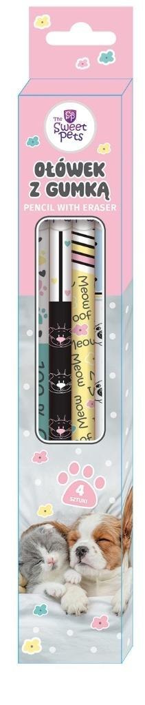 Ołówek z gumką The Sweet Pets 4szt