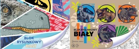Blok rysunkowy A4/20K biały Jurassic park mix