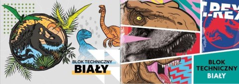 Blok techniczny A4/10K biały Jurassic park mix