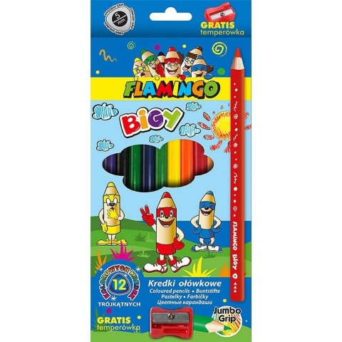 Kredki ołówkowe jumbo 12 kolorów + temperówka