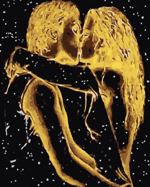 Malowanie po numerach + złota farba - Miłosna...