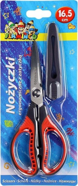 Nożyczki ergonomiczne z zatyczką na ostrzu 16.5cm