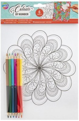 Kolorowanie po numerach + kredki Mandala