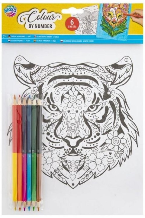 Kolorowanie po numerach + kredki Zwierzęta